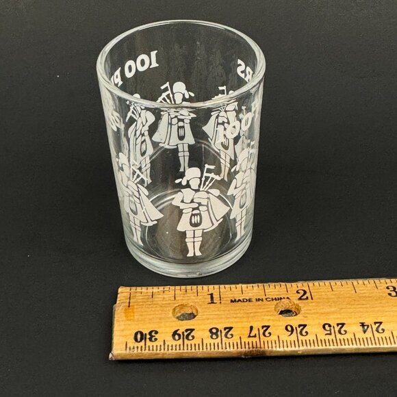 Vtg Seagrams Scotch Shot Glass 100 Pipers Clear White Image Font Bag Pipers 2oz - Picture 4 of 9